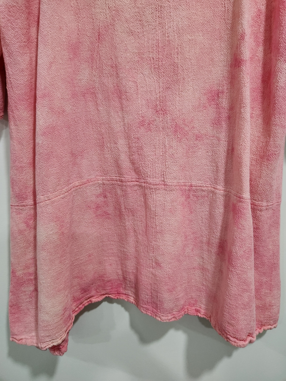 bryn Walker Pink Tie-Dye Scoop Neck Tunic Linen Mother Of Pearl Buttons - Picture 7 of 7